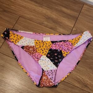 No Boundaries Patchwork Floral Bikini Bottoms - Pink/Yellow/Black/Brown